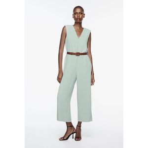 ZARA WIDE JUMPSUIT WITH BELT MINT COLOR